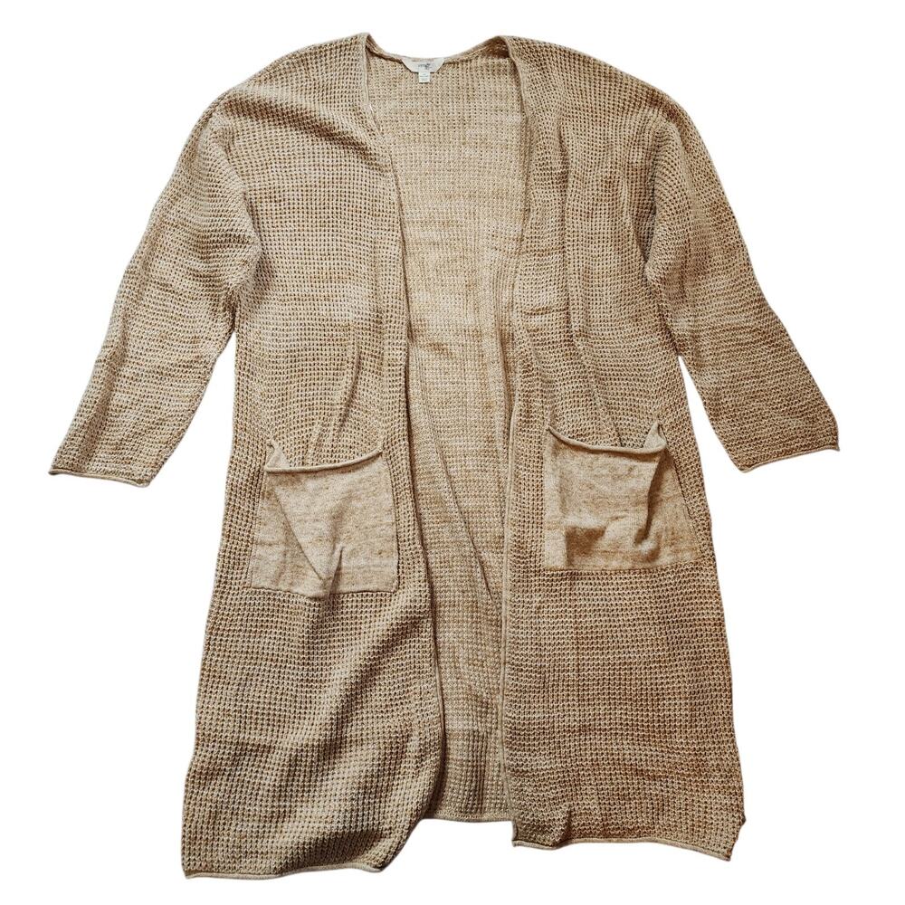 Terra & Sky Womens Open Front Duster Sweater Size 1X 16W-18W Midi Pockets